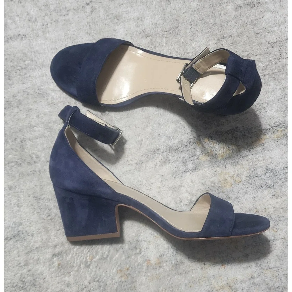Johnston Murphy Women's Navy Suede Deena Ankle Strap Sandal Size 9 M 78-22066